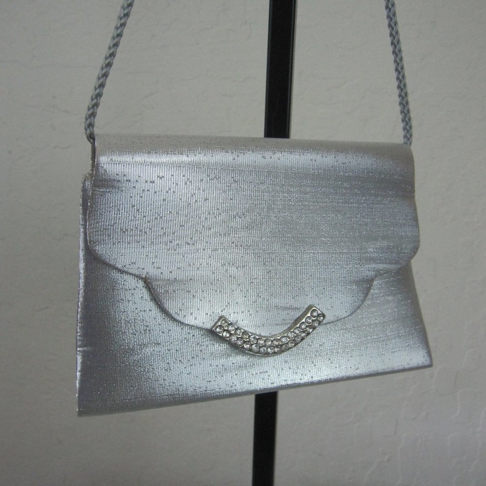 Silver Evening Bag, Stone Accents on closure